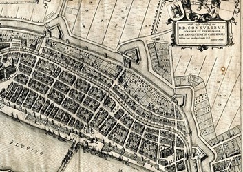 <p>Uitsnede uit de stadsplattegrond van Joan Blaeu uit 1648 (Stadsarchief Kampen). </p>
